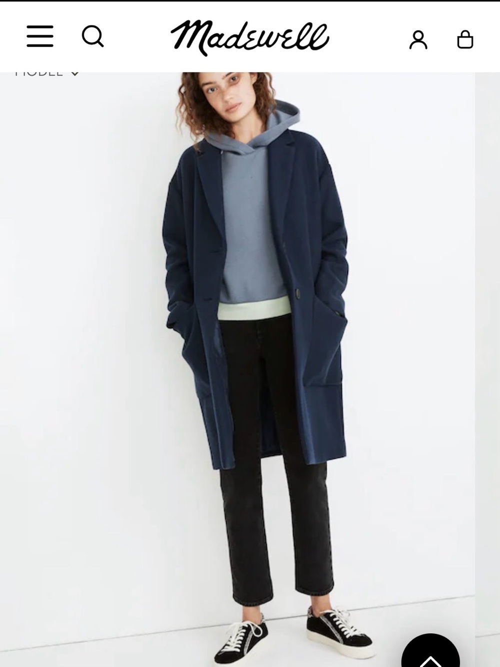 Madewell Navy Wool-Blend Single-Breasted Trench Coat - Picture 6 of 6